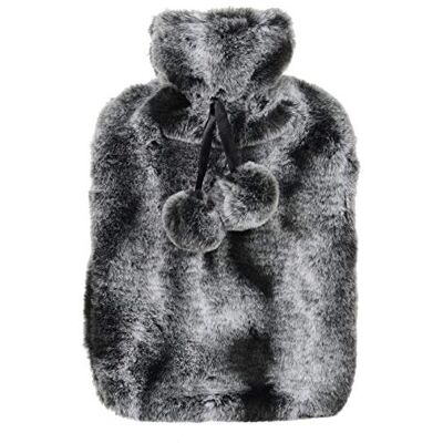 Hodge and Hodge Large Hot Water Bottle with Faux Fur Cover & Pom Poms for Thermotherapy Muscle Ache Tension Pain Relief Backache Neck Strain Shoulder Heat Therapy Bed Sofa 2 Litre 2 Tone Dark Grey Hodge and Hodge Large Hot Water Bottle with Faux Fur Cover & Pom Poms for Thermotherapy Muscle Ache Tension Pain Relief Backache Neck Strain Shoulder Heat Therapy Bed Sofa 2 Litre 2 Tone Dark Grey