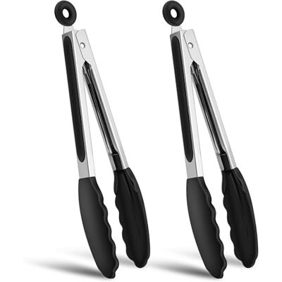 Cheerhom Barbecue Tongs, 2 Pieces Stainless Steel Kitchen Tongs, 26 cm, Kitchen Tongs with Lock, Cooking Tongs with Heat-Resistant Silicone Handle and Silicone Tip for The Grill and Kitchen Cheerhom Barbecue Tongs, 2 Pieces Stainless Steel Kitchen Tongs, 26 cm, Kitchen Tongs with Lock, Cooking Tongs with Heat-Resistant Silicone Handle and Silicone Tip for The Grill and Kitchen
