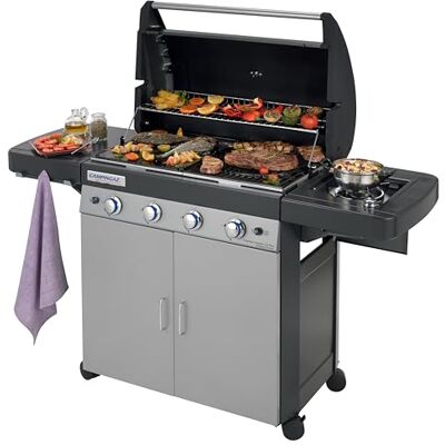Campingaz 4 Series Classic LS Plus Gas BBQ 4 Burner Gas Barbecue Grill 12.8 KW Power Instaclean Easy Cleaning System Cast Iron Grid and Griddle with Side Burner, Black/Grey, 160 x 59.8 x 115.6 cm Campingaz 4 Series Classic LS Plus Gas BBQ 4 Burner Gas Barbecue Grill 12.8 KW Power Instaclean Easy Cleaning System Cast Iron Grid and Griddle with Side Burner, Black/Grey, 160 x 59.8 x 115.6 cm