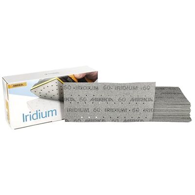 Mirka Iridium Premium Sandpaper 115x230mm / Hook & loop / 55-hole/Grit 60/50 pcs/For sanding paint, putty, primer, wood, steel, mineral-based materials, plastic Mirka Iridium Premium Sandpaper 115x230mm / Hook & loop / 55-hole/Grit 60/50 pcs/For sanding paint, putty, primer, wood, steel, mineral-based materials, plastic