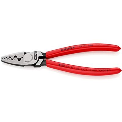 KNIPEX Crimping Pliers for Wire Ferrules Self-Service Card with Plastic Coating 180 mm, 97 71 180 SB KNIPEX Crimping Pliers for Wire Ferrules Self-Service Card with Plastic Coating 180 mm, 97 71 180 SB