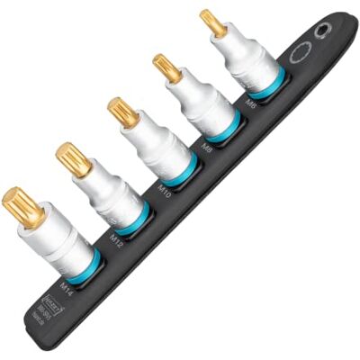 Hazet 990-SR/5 Smart Rail with Magnetic Base, 5 Slots, Drive: Square 12.5 mm (1/2 Inch), Output: Internal Multi-Tooth Profile XZN, Plastic Socket Spanner Hazet 990-SR/5 Smart Rail with Magnetic Base, 5 Slots, Drive: Square 12.5 mm (1/2 Inch), Output: Internal Multi-Tooth Profile XZN, Plastic Socket Spanner