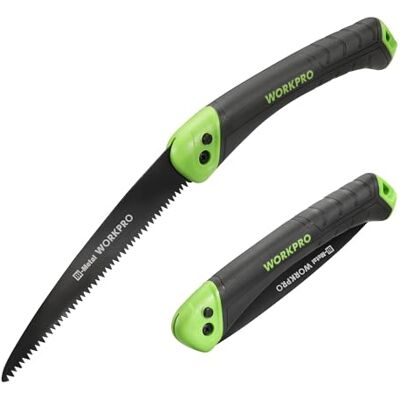 WORKPRO Pruning Saw, 7" Folding Hand Saw with Secure Lock, Bi-Metal D6A+M2 Saw Blade, Triple Teeth, Push Button, Soft Grip Folding Saw for Wood Gardening Camping Bushcraft WORKPRO Pruning Saw, 7" Folding Hand Saw with Secure Lock, Bi-Metal D6A+M2 Saw Blade, Triple Teeth, Push Button, Soft Grip Folding Saw for Wood Gardening Camping Bushcraft