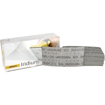 Mirka Iridium Premium Sandpaper 93x180mm Hook & loop 45-Hole, Grit 60, 50 pcs/For sanding paint, putty, primer, wood, steel, mineral materials, plastic. Mirka Iridium Premium Sandpaper 93x180mm Hook & loop 45-Hole, Grit 60, 50 pcs/For sanding paint, putty, primer, wood, steel, mineral materials, plastic.