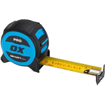 OX Tools OX Pro 5m/16ft Tuff Blade Tape Measure Magnetic Dual Hook & 32mm Wide Blade OX Tools OX Pro 5m/16ft Tuff Blade Tape Measure Magnetic Dual Hook & 32mm Wide Blade