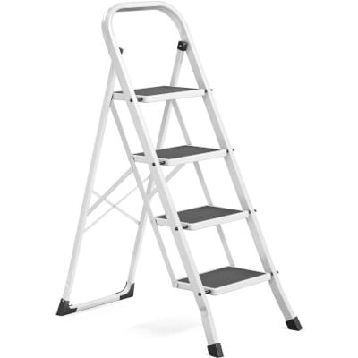 SONGMICS 4-Step Ladder, Folding Step Ladder, Safety, Holds up to 150KG SONGMICS 4-Step Ladder, Folding Step Ladder, Safety, Holds up to 150KG