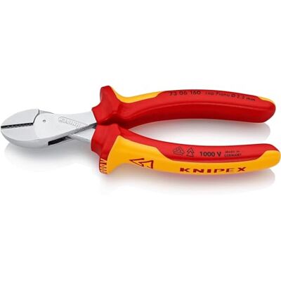 KNIPEX X-Cut Compact Diagonal Cutter High Lever Transmission Self-Service Card Chrome-Plated Insulated with Multi-Component Grips, 73 06 160 SB KNIPEX X-Cut Compact Diagonal Cutter High Lever Transmission Self-Service Card Chrome-Plated Insulated with Multi-Component Grips, 73 06 160 SB