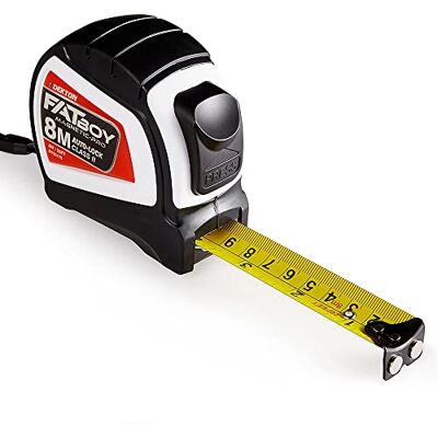 DEKTON Fatboy Magnet Tape Measure 8m x 25mm Extra Wide 25mm Blade Magnetic Tip Imperial & Metric Units Anti-Slip Belt Clip Auto-Lock Class II Accuracy Ideal for Professional and DIY Use DEKTON Fatboy Magnet Tape Measure 8m x 25mm Extra Wide 25mm Blade Magnetic Tip Imperial & Metric Units Anti-Slip Belt Clip Auto-Lock Class II Accuracy Ideal for Professional and DIY Use