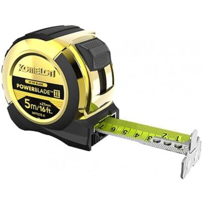 Komelon Gold Tape Measure 5m/16ft x 27 mm MPT57EG MPT57EG PowerBlade II 5m/16ft hi-vis nylon-coated blade Magnetic end hook ABS case with rubber grip Komelon Gold Tape Measure 5m/16ft x 27 mm MPT57EG MPT57EG PowerBlade II 5m/16ft hi-vis nylon-coated blade Magnetic end hook ABS case with rubber grip