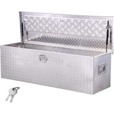 VEVOR Heavy Duty Aluminum Truck Bed Tool Box, Diamond Plate Tool Box with Side Handle and Lock Keys, Storage Toolbox Chest Organizer for Trailer, Pickup, RV, 49"x15"x15"(1244.6x381x381mm), Silver VEVOR Heavy Duty Aluminum Truck Bed Tool Box, Diamond Plate Tool Box with Side Handle and Lock Keys, Storage Toolbox Chest Organizer for Trailer, Pickup, RV, 49"x15"x15"(1244.6x381x381mm), Silver