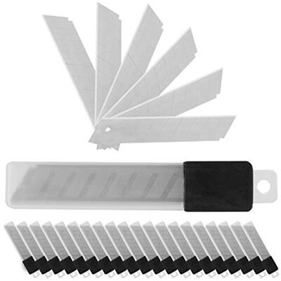 Relaxdays Snap-Off Blades, 200 pcs, 7 breaking points, 18mm, sharp, carbon steel, silver, 12x2x0.8cm Relaxdays Snap-Off Blades, 200 pcs, 7 breaking points, 18mm, sharp, carbon steel, silver, 12x2x0.8cm