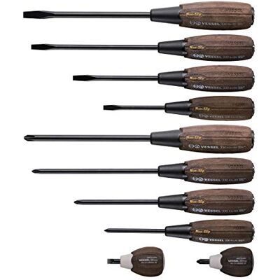 VESSEL Compo 3310PS Set of 10 Screwdrivers Wood (Brown) VESSEL Compo 3310PS Set of 10 Screwdrivers Wood (Brown)