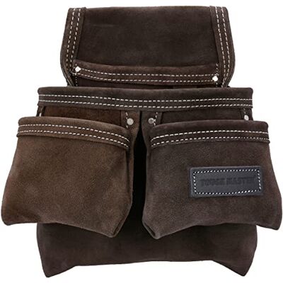 TOUGH MASTER Leather Tool Pouch, 4 Multi Pockets Suede Buffalo Leather Tool Work Pouch DIY Organiser For Builders, Carpenters, Gardeners, Electricians Brown TOUGH MASTER Leather Tool Pouch, 4 Multi Pockets Suede Buffalo Leather Tool Work Pouch DIY Organiser For Builders, Carpenters, Gardeners, Electricians Brown