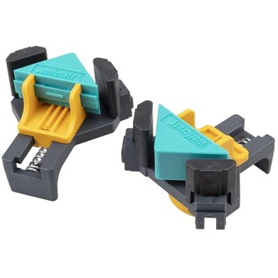Wolfcraft 2 ES 22 Corner Clamp I 3051000 I for Quick and Easy Fixing of Boards and Frames at a 90° Angle, for Example When Assembling Shelves, Small cupboards or Frames Wolfcraft 2 ES 22 Corner Clamp I 3051000 I for Quick and Easy Fixing of Boards and Frames at a 90° Angle, for Example When Assembling Shelves, Small cupboards or Frames