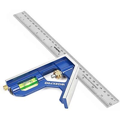 WORKPRO 300 mm/12" Combination Square with Stainless Steel Ruler Precise 45°/90° Measurement, Double-Sided Imperial & Metric Scale, Built-in Bubble Level, Detachable Marking Pin WORKPRO 300 mm/12" Combination Square with Stainless Steel Ruler Precise 45°/90° Measurement, Double-Sided Imperial & Metric Scale, Built-in Bubble Level, Detachable Marking Pin