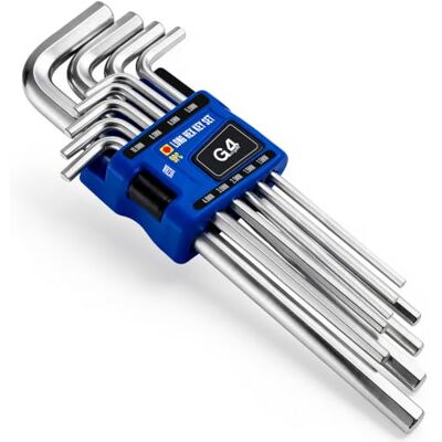 G4GADGET Long Hex Key Set 9 Piece Metric Allen Key Set 1.5-10mm, Chrome Vanadium Steel Extra Long Hex Keys, L-Shaped Hex Wrench Set with Storage Holder for Car, Bicycle, Furniture & DIY Repairs G4GADGET Long Hex Key Set 9 Piece Metric Allen Key Set 1.5-10mm, Chrome Vanadium Steel Extra Long Hex Keys, L-Shaped Hex Wrench Set with Storage Holder for Car, Bicycle, Furniture & DIY Repairs