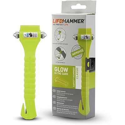 Lifehammer CR-134455 Brand Safety Hammer, the Original Emergency Escape and Rescue Tool with Seatbelt Cutter, Made in the Netherlands, Glow Yellow Lifehammer CR-134455 Brand Safety Hammer, the Original Emergency Escape and Rescue Tool with Seatbelt Cutter, Made in the Netherlands, Glow Yellow
