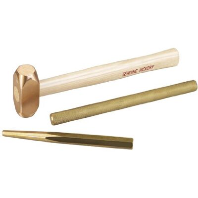 OTC 4606 Non-Sparking Heavy Brass Hammer and Punch Set 3 Piece OTC 4606 Non-Sparking Heavy Brass Hammer and Punch Set 3 Piece