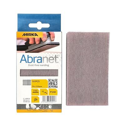 Mirka Abranet net sandpaper strips 70 x 125 mm Hook & loop/Grit P240 / 10 pcs/for sanding wood, walls, metal, aluminium, stainless steel, filler, varnish, plastic / AE149F1025 Mirka Abranet net sandpaper strips 70 x 125 mm Hook & loop/Grit P240 / 10 pcs/for sanding wood, walls, metal, aluminium, stainless steel, filler, varnish, plastic / AE149F1025