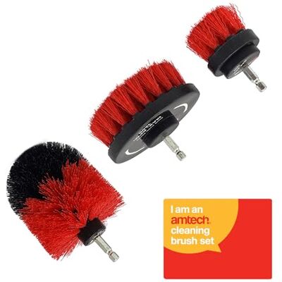 Amtech Cleaning Brush Set for Indoor and Outdoor Cleaning, Ideal for Car Washing, Fast-Action and Easy to Use with Cordless Drills, Quick-Change ¼” Hex Shank (Set of 3) Amtech Cleaning Brush Set for Indoor and Outdoor Cleaning, Ideal for Car Washing, Fast-Action and Easy to Use with Cordless Drills, Quick-Change ¼” Hex Shank (Set of 3)