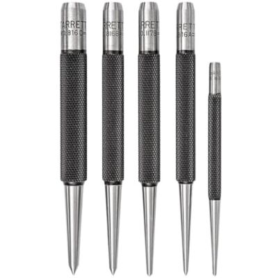 Starrett S816PC 5-Piece Punch Set, 3 Prick Punches with 5/64"-5/32" Diameters and 2 Center Punches with 1/16" and 3/32" Diameters, In Plastic Case Starrett S816PC 5-Piece Punch Set, 3 Prick Punches with 5/64"-5/32" Diameters and 2 Center Punches with 1/16" and 3/32" Diameters, In Plastic Case