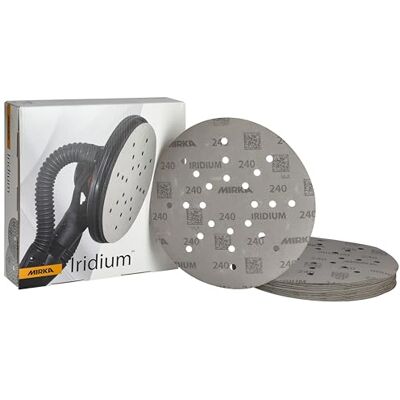 Mirka Iridium Sandpaper Ø 225mm Hook & loop, Grit 240/25 pcs/For drywall sanders, wall and ceiling sanders/Sanding of paint, putty, primer, wood, steel, mineral materials, plastic, glass fibre Mirka Iridium Sandpaper Ø 225mm Hook & loop, Grit 240/25 pcs/For drywall sanders, wall and ceiling sanders/Sanding of paint, putty, primer, wood, steel, mineral materials, plastic, glass fibre