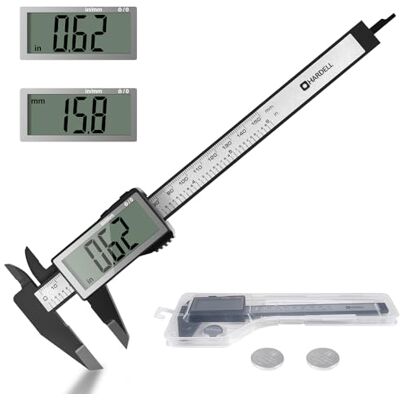 HARDELL Digital Vernier Caliper, 6 Inch Plastic Caliper Measuring Tool with Large LCD Screen,Vernier Caliper Micrometer. Inch/Millimeter Conversion HARDELL Digital Vernier Caliper, 6 Inch Plastic Caliper Measuring Tool with Large LCD Screen,Vernier Caliper Micrometer. Inch/Millimeter Conversion