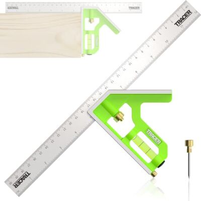 Tracer Combination Square 300mm Spirit Level, Scribe, 45/90° Measure Marking & Layout Tool with Spirit Level & Scribe – Checks 45/90°, Metric & Imperial for Carpentry Work Tracer Combination Square 300mm Spirit Level, Scribe, 45/90° Measure Marking & Layout Tool with Spirit Level & Scribe – Checks 45/90°, Metric & Imperial for Carpentry Work