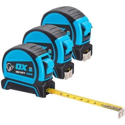 OX Pro 3m Dual Auto Lock Tape Measure 3pk, Magnetic Hook, Metric & Imperial OX Pro 3m Dual Auto Lock Tape Measure 3pk, Magnetic Hook, Metric & Imperial