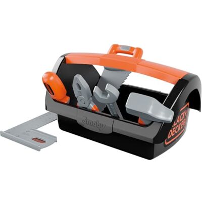 Smoby Black+Decker Toolbox + 6 Tools Screwdriver, saw, hammer, spanner, square, pliers included From 3 Years Old Made in France Smoby Black+Decker Toolbox + 6 Tools Screwdriver, saw, hammer, spanner, square, pliers included From 3 Years Old Made in France