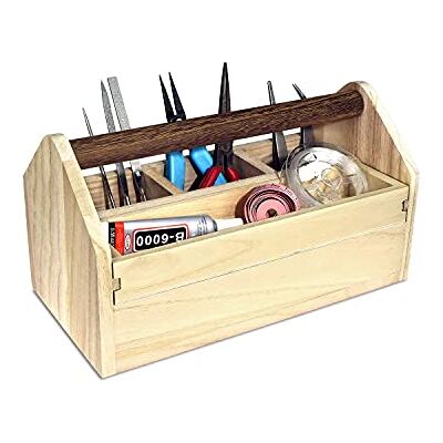 Ikee Design Natural Wood Color Wooden Craft Tool Box With Handle Ikee Design Natural Wood Color Wooden Craft Tool Box With Handle