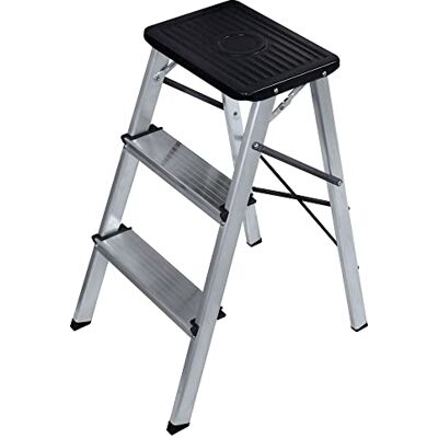 Amig Small 3 Step Folding Ladder Stool with Non-Slip Steps Maximum Weight 150 kg Aluminium Easy to Store Amig Small 3 Step Folding Ladder Stool with Non-Slip Steps Maximum Weight 150 kg Aluminium Easy to Store