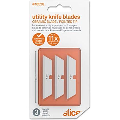 Slice 10528 Replacement Utility Knife Blades With Pointed Tip Finger-Friendly, Dual-Edge Ceramic Safety Blades For ’s Range Of Utility Knives, Scrapers & Carton Cutter (Pack of 3) Slice 10528 Replacement Utility Knife Blades With Pointed Tip Finger-Friendly, Dual-Edge Ceramic Safety Blades For ’s Range Of Utility Knives, Scrapers & Carton Cutter (Pack of 3)