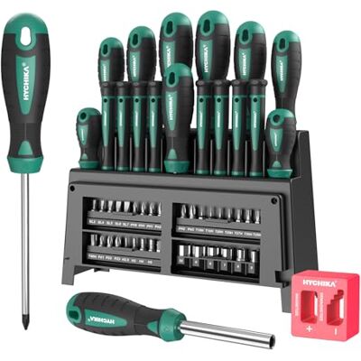 HYCHIKA BETTER TOOLS FOR BETTER LIFE HYCHIKA 51 Pcs Magnetic Screwdriver Set with CR-V Precision Bits Includes magnetic slotted & Phillips drivers with texturized grips. Organized case for comprehensive daily repairs HYCHIKA BETTER TOOLS FOR BETTER LIFE HYCHIKA 51 Pcs Magnetic Screwdriver Set with CR-V Precision Bits Includes magnetic slotted & Phillips drivers with texturized grips. Organized case for comprehensive daily repairs