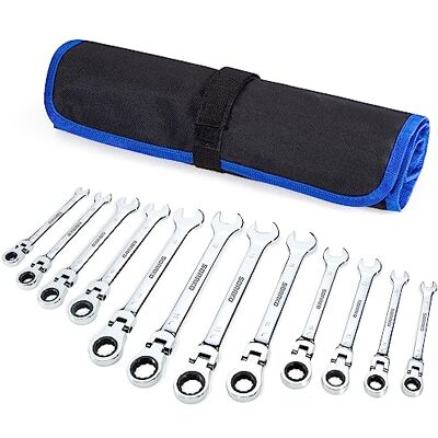 SORAKO Ring Spanner Set 12 Pieces, Ratchet Wrench Set 8-19 mm Open-Ended Ring Spanner Set, Dual-Use Design Spanner Non-Slip Spanner Set SORAKO Ring Spanner Set 12 Pieces, Ratchet Wrench Set 8-19 mm Open-Ended Ring Spanner Set, Dual-Use Design Spanner Non-Slip Spanner Set