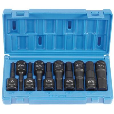 Grey Pneumatic (1398H 1/2" Drive 10-Piece Hex Driver Socket Set Grey Pneumatic (1398H 1/2" Drive 10-Piece Hex Driver Socket Set