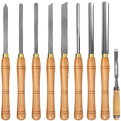 VEVOR Mophorn Lathe Chisel 8 Piece Wood Lathe Chisel Cutting Carving HSS Steel Blades Wood Turning Tools Lathe Chisel Set for Storage for Wood Turning Hardwood One Free Chisel VEVOR Mophorn Lathe Chisel 8 Piece Wood Lathe Chisel Cutting Carving HSS Steel Blades Wood Turning Tools Lathe Chisel Set for Storage for Wood Turning Hardwood One Free Chisel