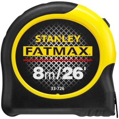 Stanley FATMAX 8m/26' Tape Measure, Lever Lock, Blade Armour Coating, 3.3m Standout, 0-33-726 Stanley FATMAX 8m/26' Tape Measure, Lever Lock, Blade Armour Coating, 3.3m Standout, 0-33-726