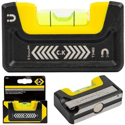 C.K Tools Mini Pocket Spirit Level 67mm, High Accuracy 0.5mm/m, Curved Vial for Clear All-Angle Reading, Dual Rare Earth Magnets for Hands Free Use, Compact Aluminium Body with Precision Base CK T3483 C.K Tools Mini Pocket Spirit Level 67mm, High Accuracy 0.5mm/m, Curved Vial for Clear All-Angle Reading, Dual Rare Earth Magnets for Hands Free Use, Compact Aluminium Body with Precision Base CK T3483