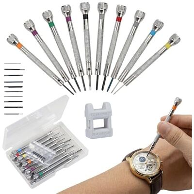 Carehabi 10 Pieces Watch Precision Screwdriver Set, 0.6-2 mm Precision Screwdriver for Watch Glasses, Watch Repair Kit, for Precision Repair of Glasses, Jewellery and Canvas Parts Carehabi 10 Pieces Watch Precision Screwdriver Set, 0.6-2 mm Precision Screwdriver for Watch Glasses, Watch Repair Kit, for Precision Repair of Glasses, Jewellery and Canvas Parts
