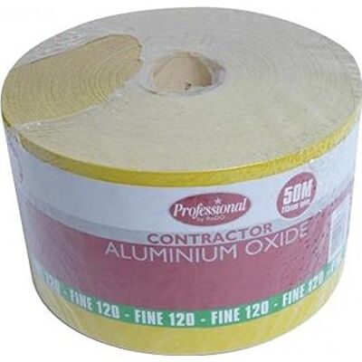 ProDec 50m Roll 120 Grit Fine Grade Yellow Aluminium Oxide Abrasive Sanding Paper for Sanding Wood, Paint, Plaster, Filler, Metal and More, 115mm Wide Sandpaper Compatible with Machine Sanders ProDec 50m Roll 120 Grit Fine Grade Yellow Aluminium Oxide Abrasive Sanding Paper for Sanding Wood, Paint, Plaster, Filler, Metal and More, 115mm Wide Sandpaper Compatible with Machine Sanders