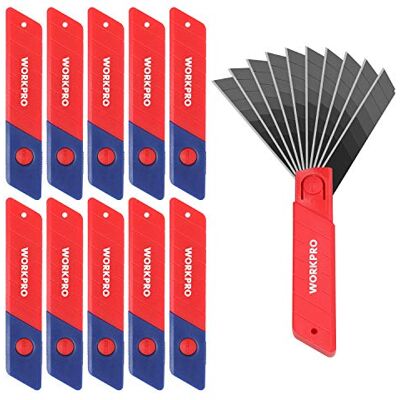 WORKPRO Utility Knife Blades, 100-Pack 18 mm SK5 Snap-Off Blades WORKPRO Utility Knife Blades, 100-Pack 18 mm SK5 Snap-Off Blades