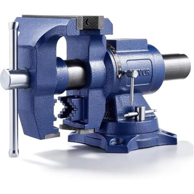 VEVOR Heavy Duty Bench Vise,6-1/2" Jaw Width,5" Max Jaw Opening Multi-Purpose Ductile Iron Bench Vise with Anvil,360° Swivel Base Head, 3" Throat, 5620 lbs Clamp Force, for Pipe Repairing Metalworking VEVOR Heavy Duty Bench Vise,6-1/2" Jaw Width,5" Max Jaw Opening Multi-Purpose Ductile Iron Bench Vise with Anvil,360° Swivel Base Head, 3" Throat, 5620 lbs Clamp Force, for Pipe Repairing Metalworking