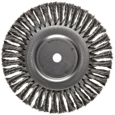 Weiler 08135 Dualife 5/8" Arbor, 0.014" Wire Size, 8" Diameter, 5/8" Face Width, Steel Bristles Standard Twist Knot Wire Wheel Brush Weiler 08135 Dualife 5/8" Arbor, 0.014" Wire Size, 8" Diameter, 5/8" Face Width, Steel Bristles Standard Twist Knot Wire Wheel Brush