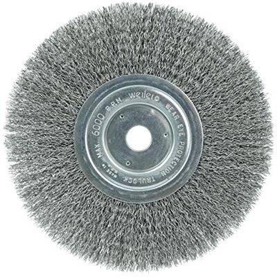 Weiler 01178 Trulock 3/4" Arbor, 0.014" Wire Size, 8" Diameter, 3/4" Face Width, Steel Bristles, Narrow Face Crimped Wire Wheel Brush Weiler 01178 Trulock 3/4" Arbor, 0.014" Wire Size, 8" Diameter, 3/4" Face Width, Steel Bristles, Narrow Face Crimped Wire Wheel Brush