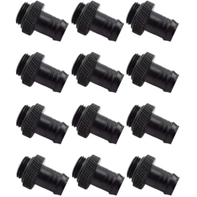 greenDracaena Dracaena.io 12-Pack G1/4 to 3/8" Barb Fitting, Black, Soft Tubing Barb outer diameter 11mm, barb length 15mm, thread length 5mm, overall length 25mm · O-ring for a watertight seal greenDracaena Dracaena.io 12-Pack G1/4 to 3/8" Barb Fitting, Black, Soft Tubing Barb outer diameter 11mm, barb length 15mm, thread length 5mm, overall length 25mm · O-ring for a watertight seal