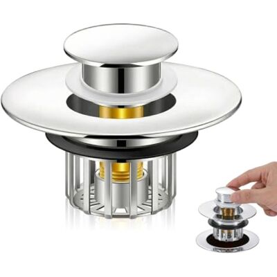 Carehabi Sink Drain Fitting, Push Open Pop Up Drain Valve for Washbasin 1-1/2 to 1-3/4 inch sink plug with sieve seals and installation instructions, drip and leak-proof, anti-clogging Carehabi Sink Drain Fitting, Push Open Pop Up Drain Valve for Washbasin 1-1/2 to 1-3/4 inch sink plug with sieve seals and installation instructions, drip and leak-proof, anti-clogging