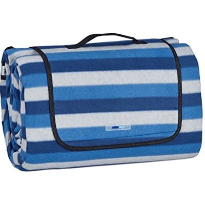 Relaxdays XXL Picnic Blanket, Aluminium Coating, Folding Beach Rug with Handle, 200x300cm cm, Soft, Blue/White Relaxdays XXL Picnic Blanket, Aluminium Coating, Folding Beach Rug with Handle, 200x300cm cm, Soft, Blue/White