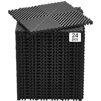 VEVOR Interlocking Drainage Mat, 12” x 12” Modular Interlocking Cushion, 24 Pcs Splicing Drainage Mats, Non-Slip Black PP Drainage Floor Tile and Shower Mat, for Garage, Garden, Kitchen & Outdoor VEVOR Interlocking Drainage Mat, 12” x 12” Modular Interlocking Cushion, 24 Pcs Splicing Drainage Mats, Non-Slip Black PP Drainage Floor Tile and Shower Mat, for Garage, Garden, Kitchen & Outdoor