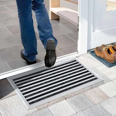Nicoman Boot Scraper, Brush with Carpet Strip Doormat, Heavy Duty Barrier Dirt-Trapper Aluminium Metal Door Mat Nicoman Boot Scraper, Brush with Carpet Strip Doormat, Heavy Duty Barrier Dirt-Trapper Aluminium Metal Door Mat